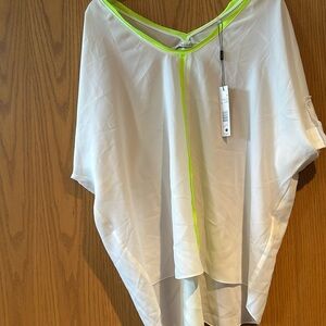 T Tahari sport top, semi sheer , lime green accents